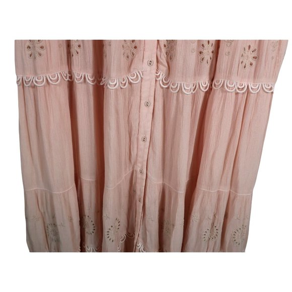 NWT Free People Ecru Maxi Dress Embroidered Floral Large - Picture 4 of 6